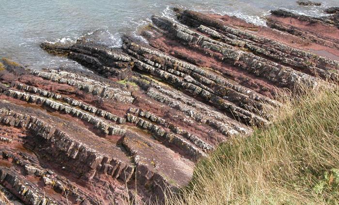 Old Red Sandstone at Lligwy - formed by a large river flowing through a desert environment - somewhat reminiscent of the Nile today